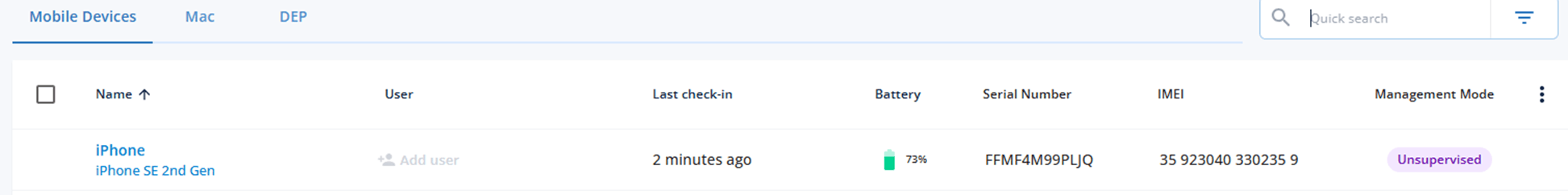 Enrolled BYOD device appearing in CapaOne