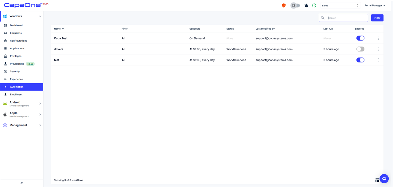 Workflow list