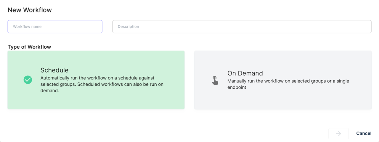 New Workflow dialog
