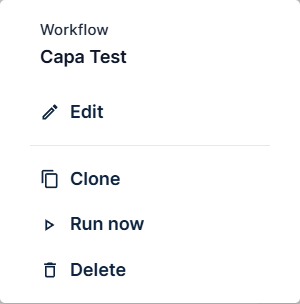 Workflow options menu