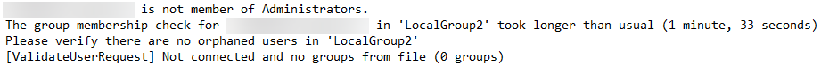 AdminOnDemand.log showing the delayed validation